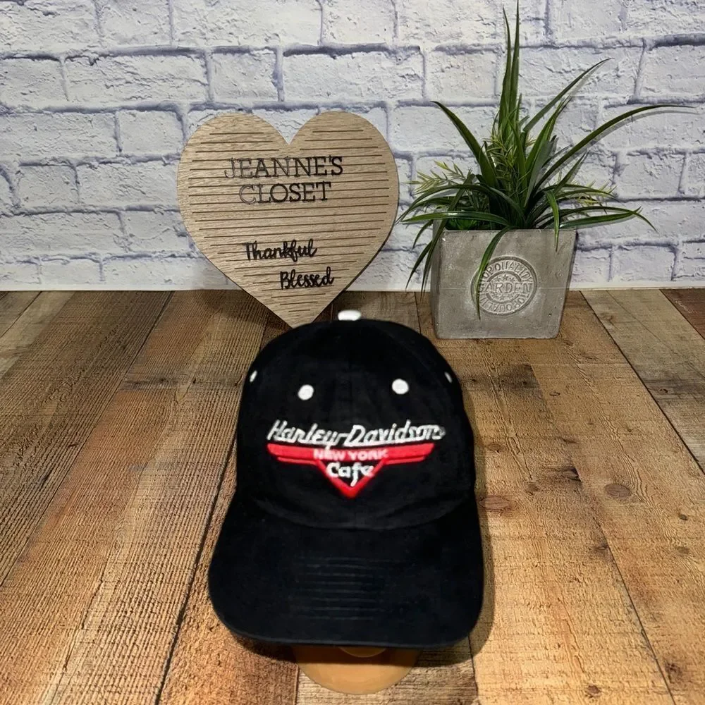Vintage 90s Harley Davidson Cafe New York NYC Ride Free Biker Snapback Cap Hat